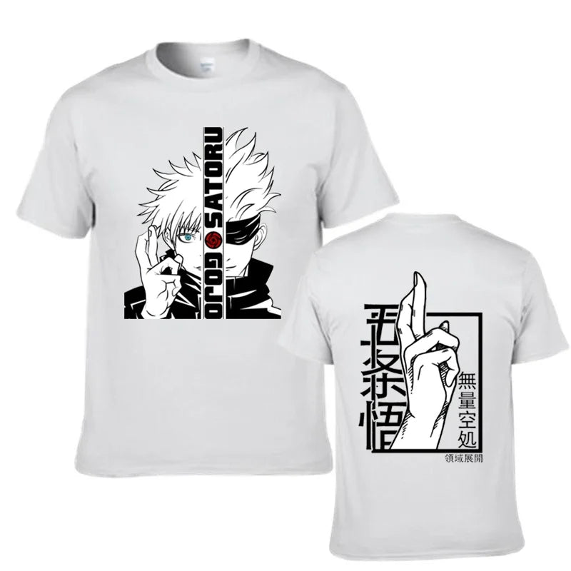 Anime T-Shirt Cool Gojo Satoru Graphic Printing T-Shirt Men'S Fashion Casual round Neck Short Sleeve Shirt