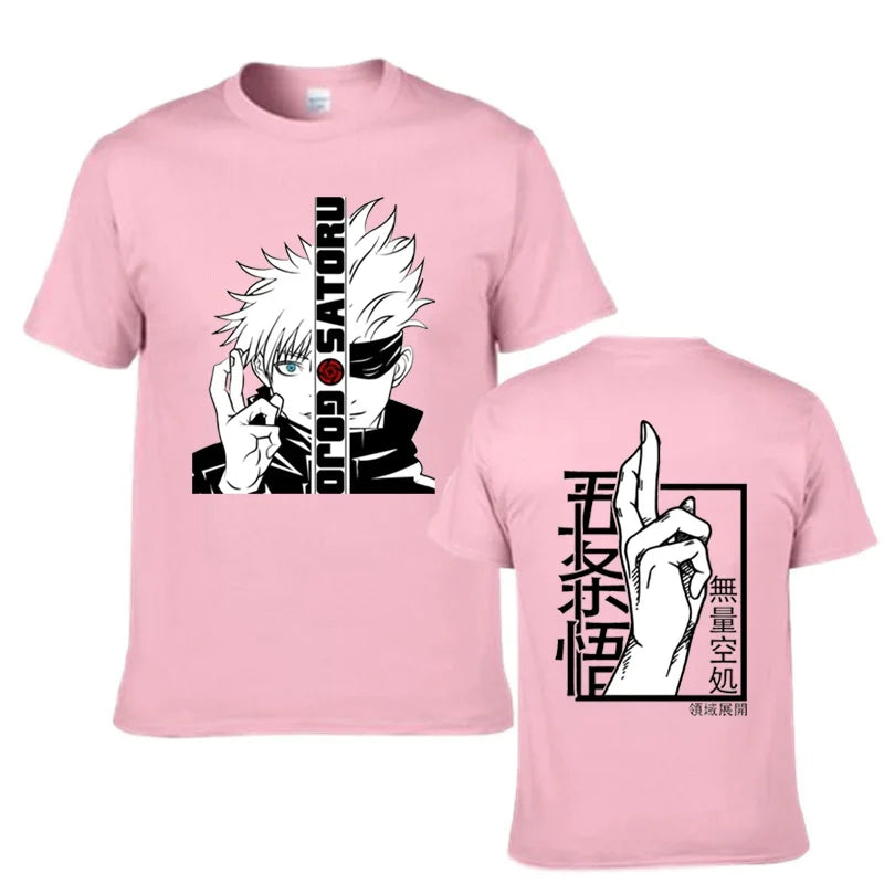 Anime T-Shirt Cool Gojo Satoru Graphic Printing T-Shirt Men'S Fashion Casual round Neck Short Sleeve Shirt