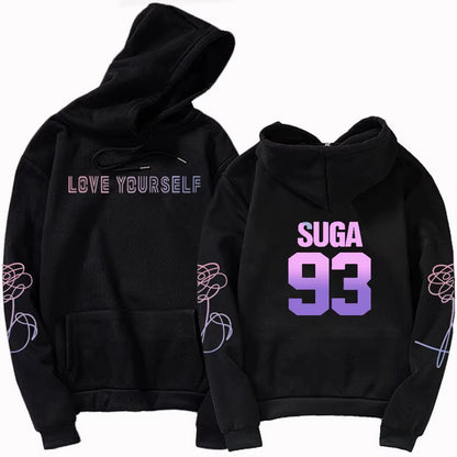 Jungkook Unisex Hoody Kpop Jung Kook Hoodies 97 Sweatshirt Love Yourself KPOP Hoody Sweatshirt XL for Casual Harajuku Kpop Hoody