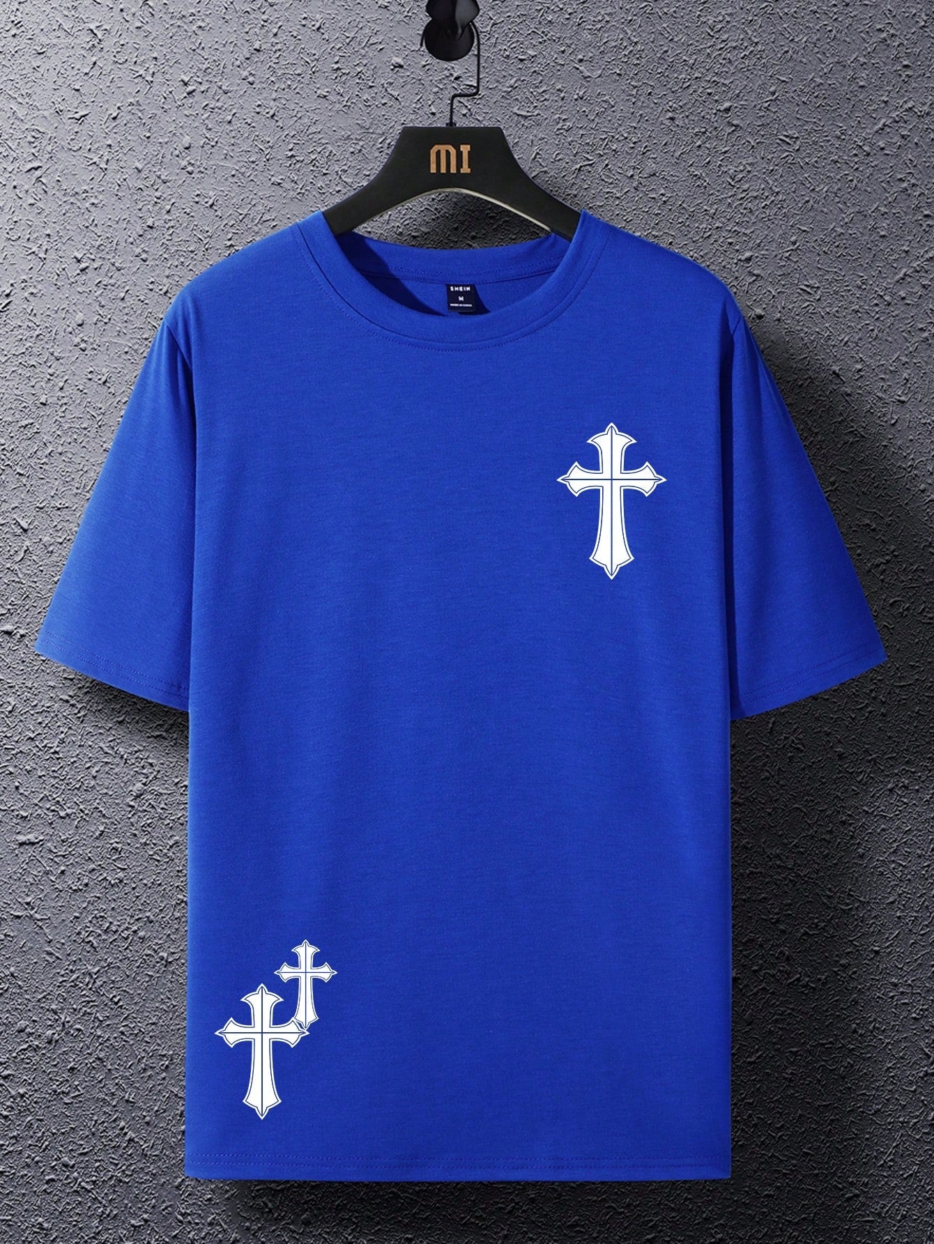 Manfinity ZONE917 Men Cross Graphic Print Short Sleeve Tee, Street Wear, Boyfriend Gift